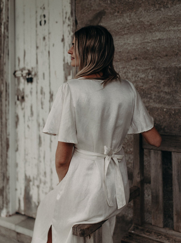 white hemp silk dress made in Australia