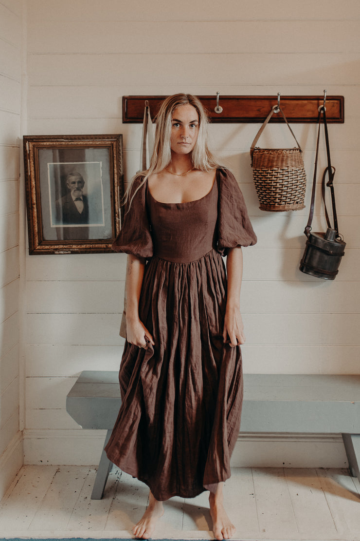 Dawn Midi Dress in Chocolate