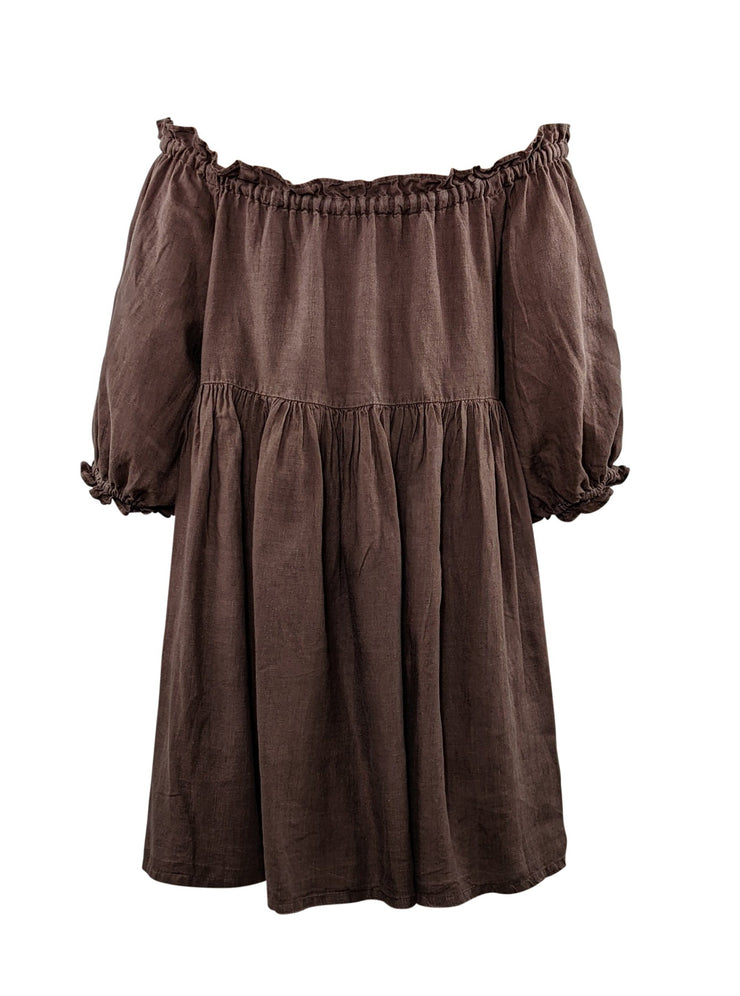 chocolate brown hemp mini dress sustainably made in Australia 